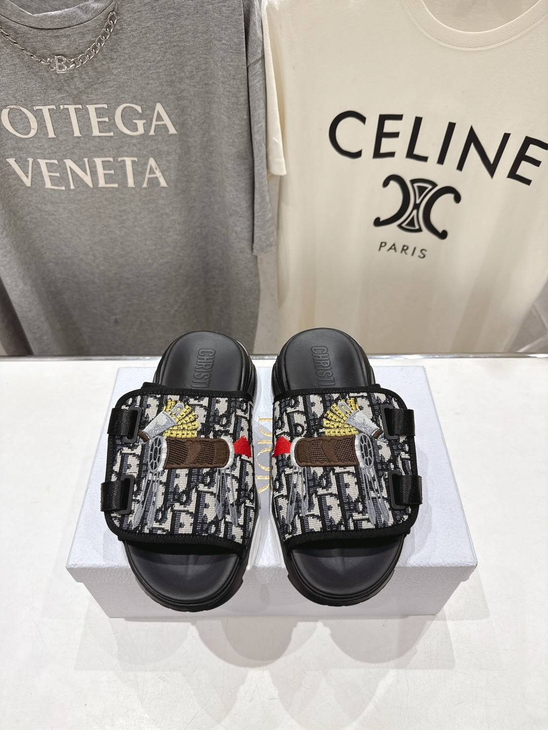 高版本出厂 【高品质】Dior*迪奥D家F019 2026ss夏季新款厚底魔术贴沙滩拖鞋～经典版型 搭配