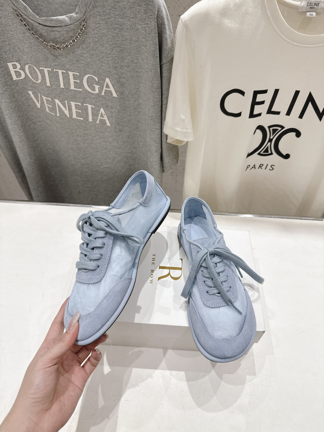 高版本出厂 the row 2026ss春夏走秀爆款平底鞋系带网面休闲鞋单鞋非常舒服的休闲鞋，极简设计理