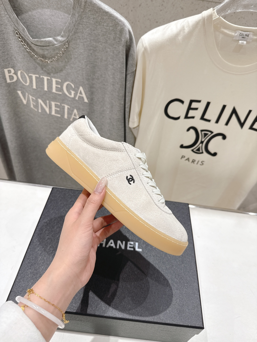 高版本出厂 Chanel*香奈儿~小香2026ss最新款系带平底休闲鞋，目前超级流行的饼干鞋网红明星小红