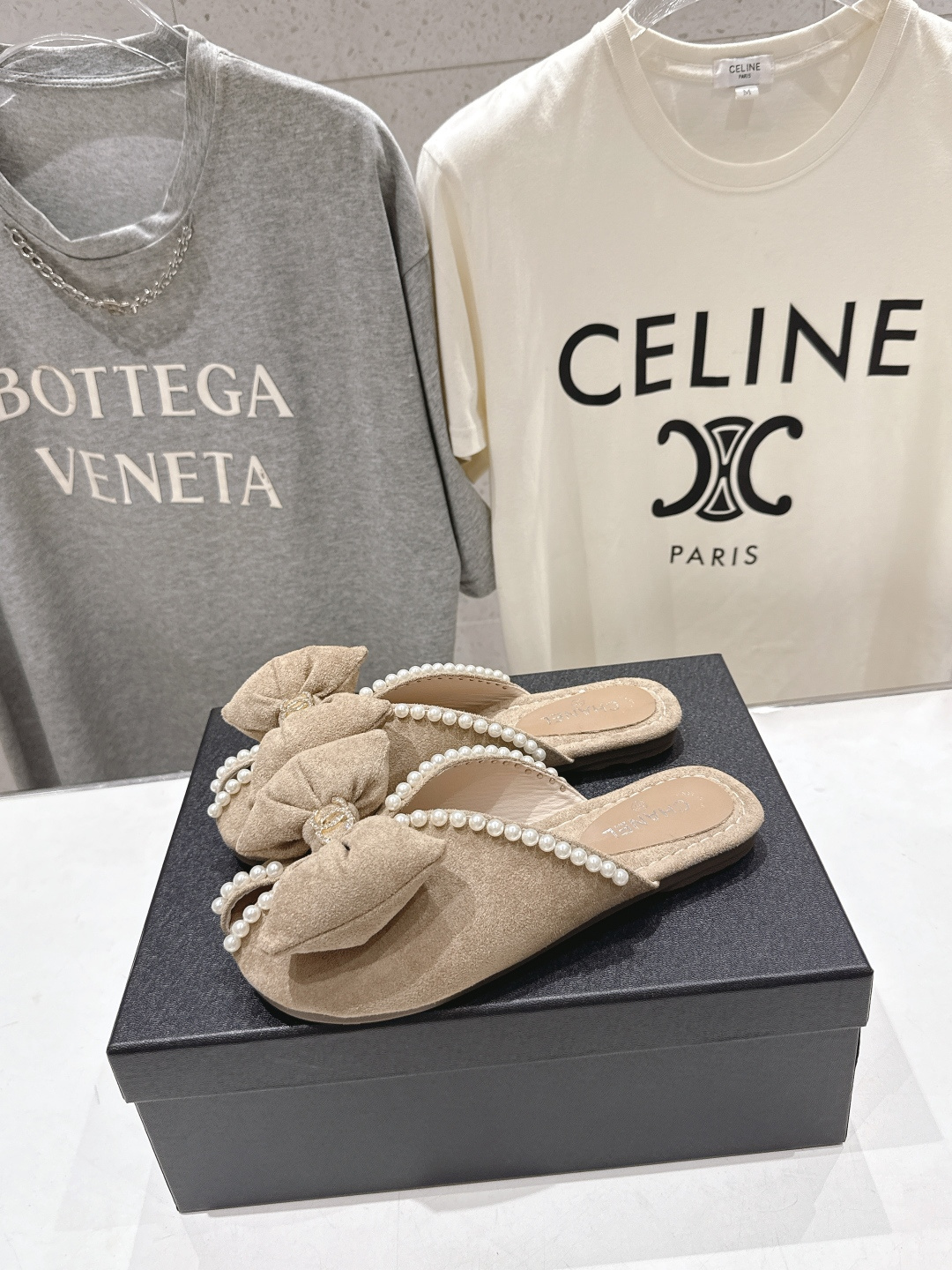 高版本出厂 Chanel*香奈儿F036 小香2026ss夏季新款珍珠蝴蝶结平底拖鞋小香的一款全新设计 