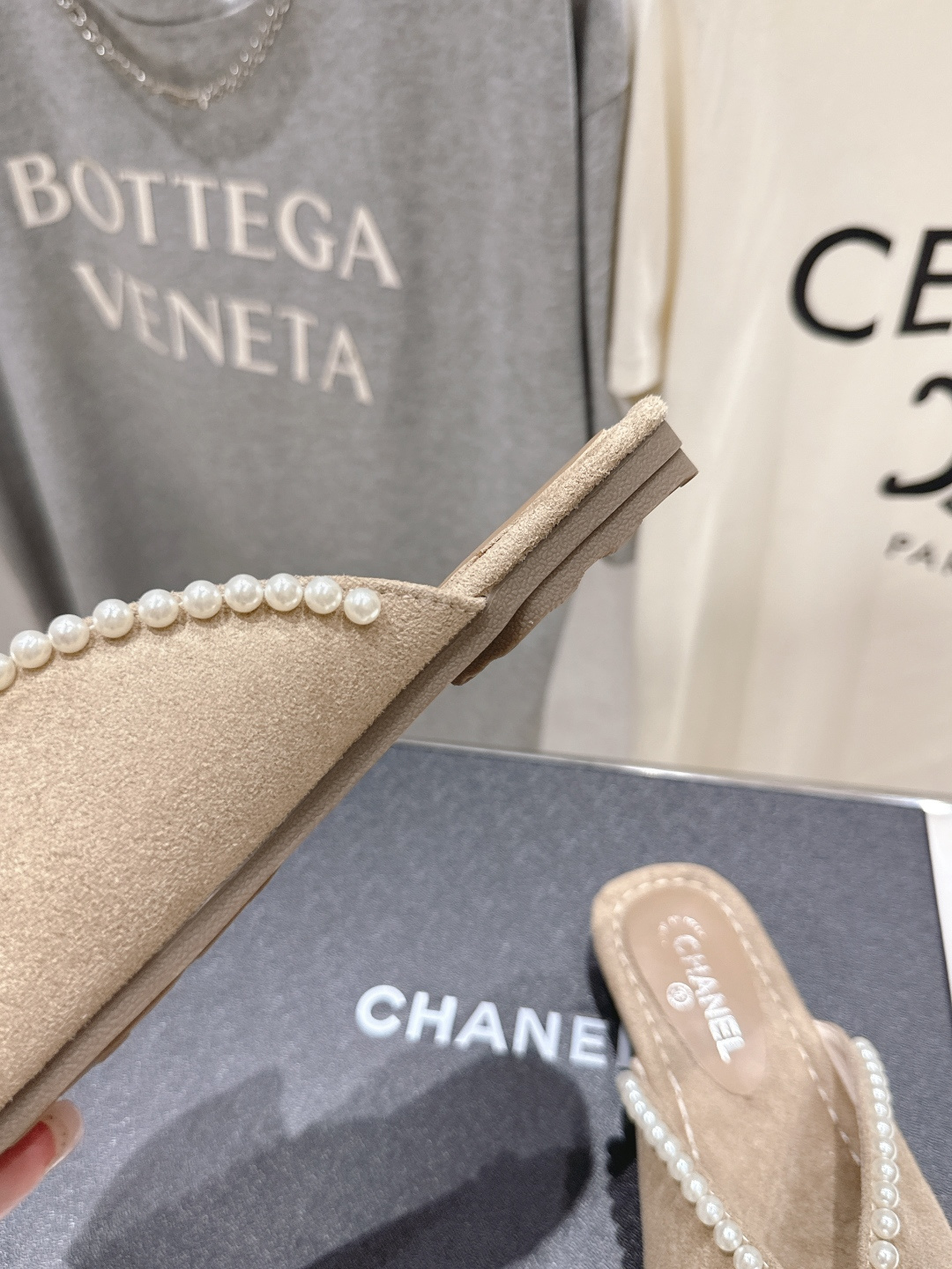 高版本出厂 Chanel*香奈儿F036 小香2026ss夏季新款珍珠蝴蝶结平底拖鞋小香的一款全新设计 