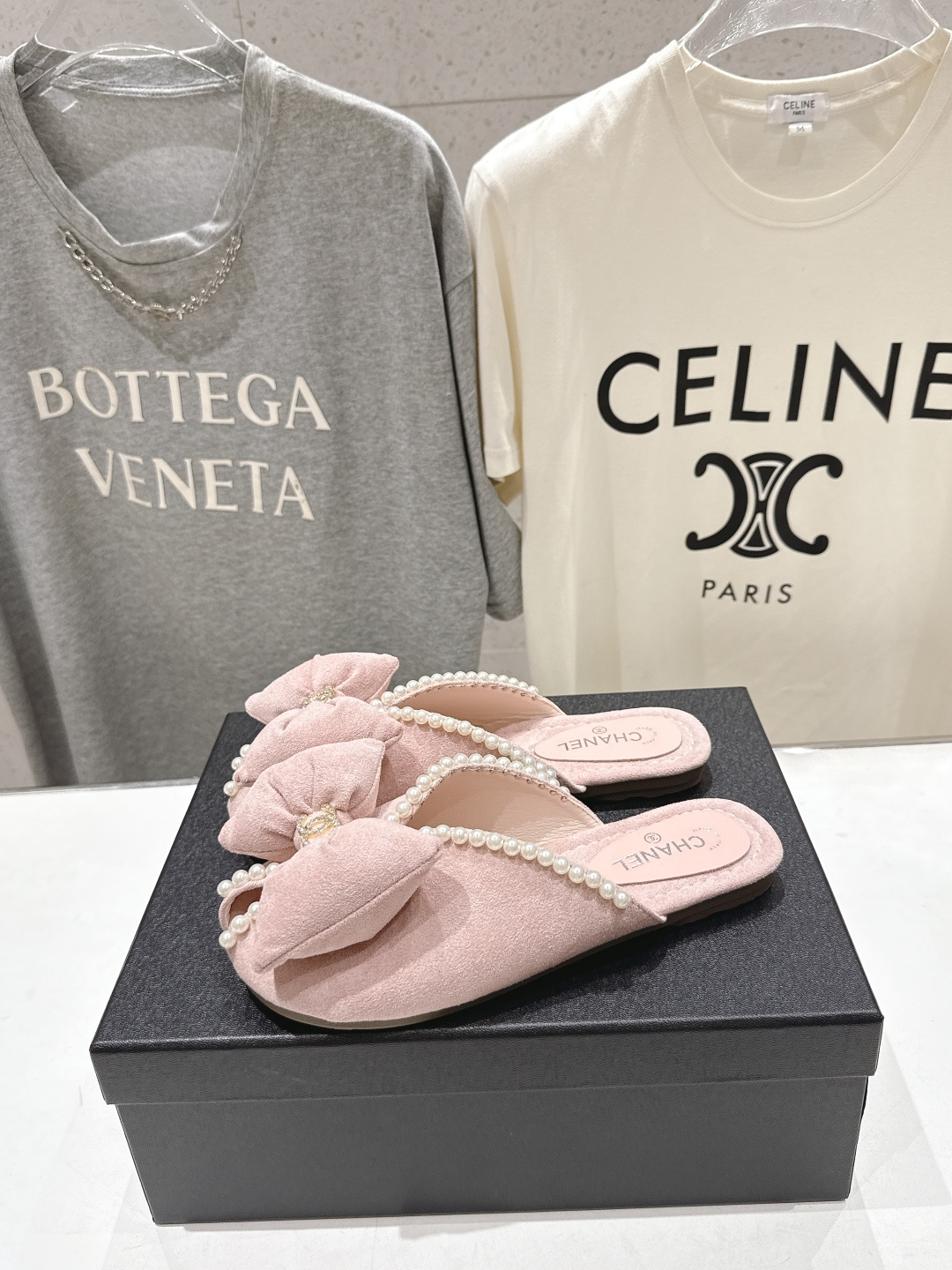 高版本出厂 Chanel*香奈儿F036 小香2026ss夏季新款珍珠蝴蝶结平底拖鞋小香的一款全新设计 