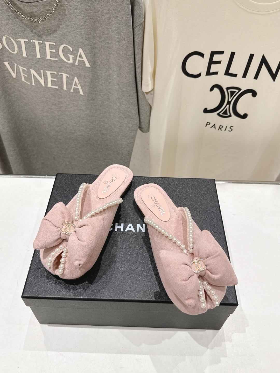 高版本出厂 Chanel*香奈儿F036 小香2026ss夏季新款珍珠蝴蝶结平底拖鞋小香的一款全新设计 