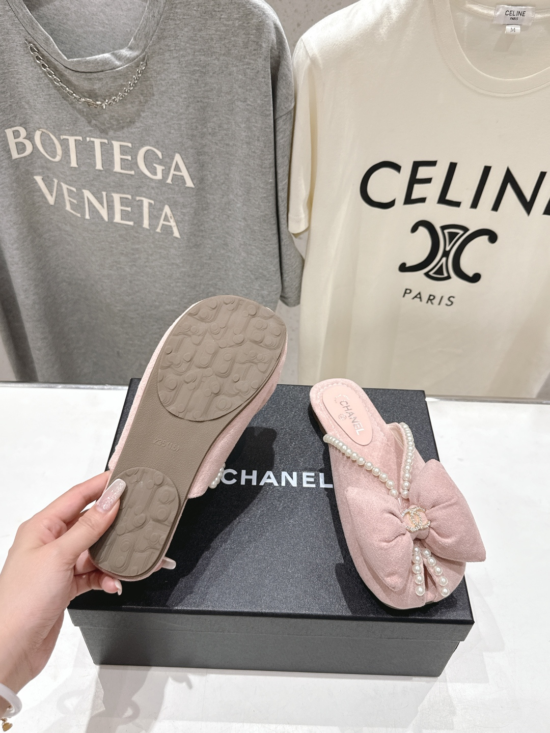 高版本出厂 Chanel*香奈儿F036 小香2026ss夏季新款珍珠蝴蝶结平底拖鞋小香的一款全新设计 