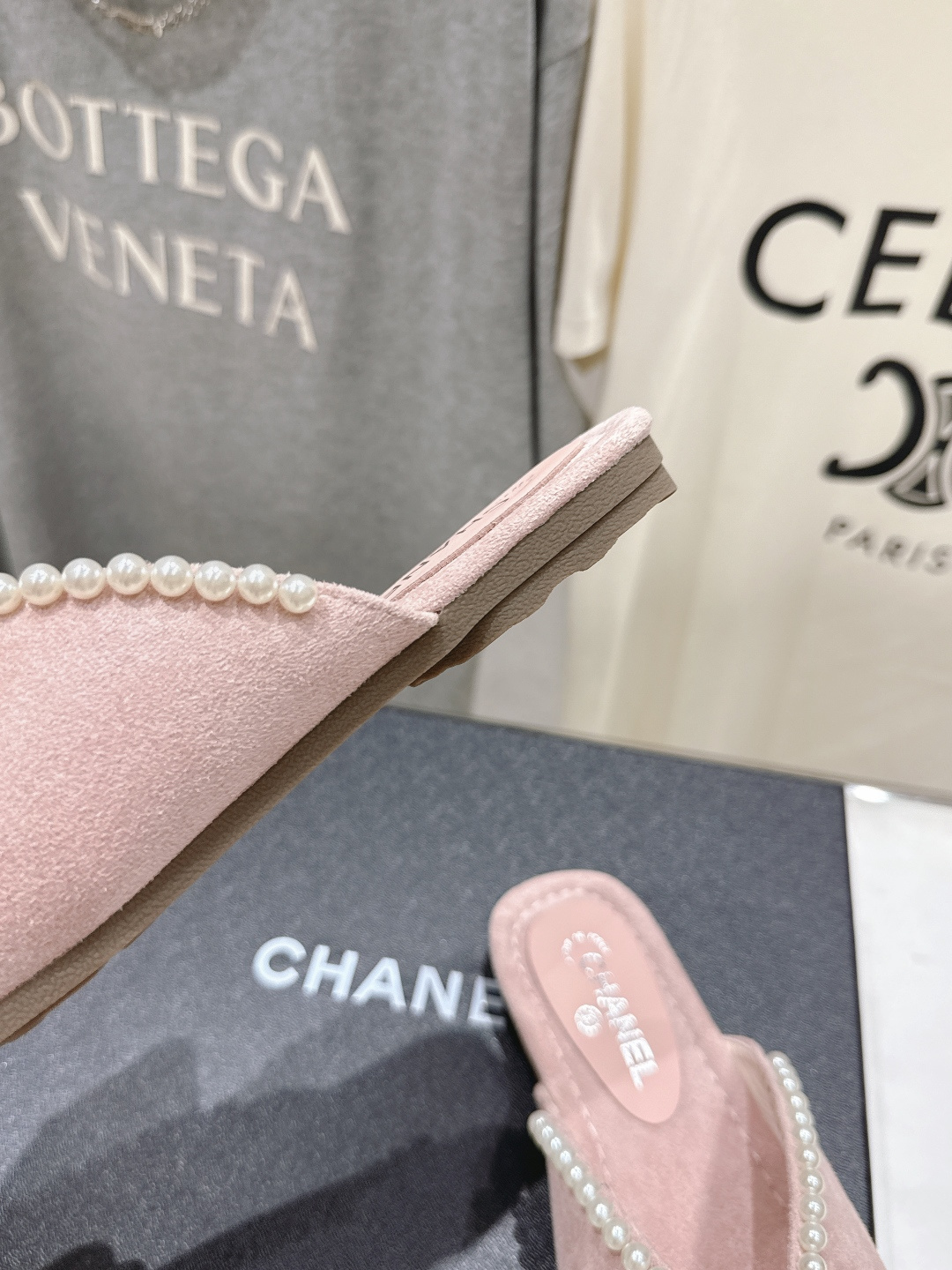 高版本出厂 Chanel*香奈儿F036 小香2026ss夏季新款珍珠蝴蝶结平底拖鞋小香的一款全新设计 