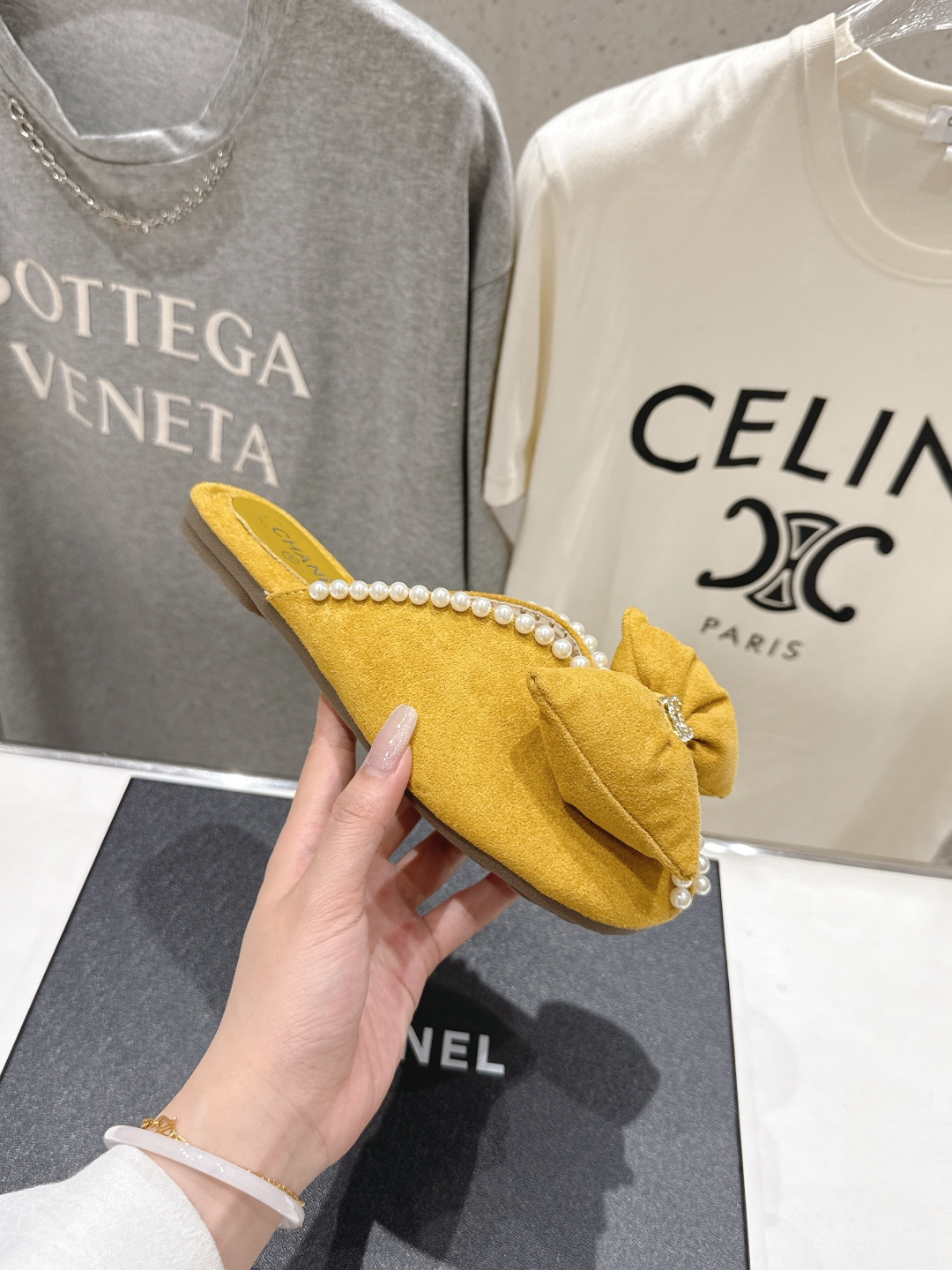 高版本出厂 Chanel*香奈儿F036 小香2026ss夏季新款珍珠蝴蝶结平底拖鞋小香的一款全新设计 