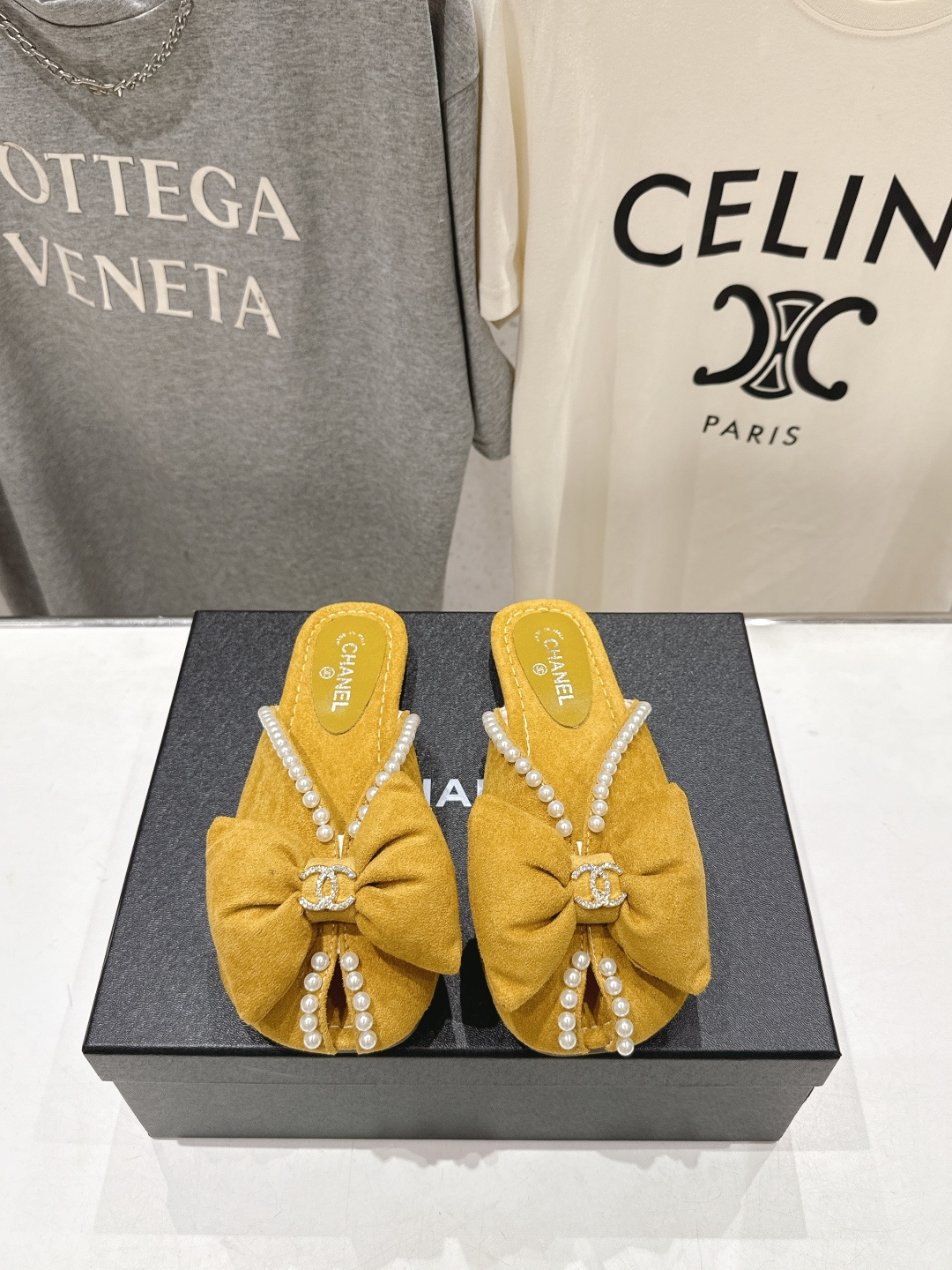 高版本出厂 Chanel*香奈儿F036 小香2026ss夏季新款珍珠蝴蝶结平底拖鞋小香的一款全新设计 