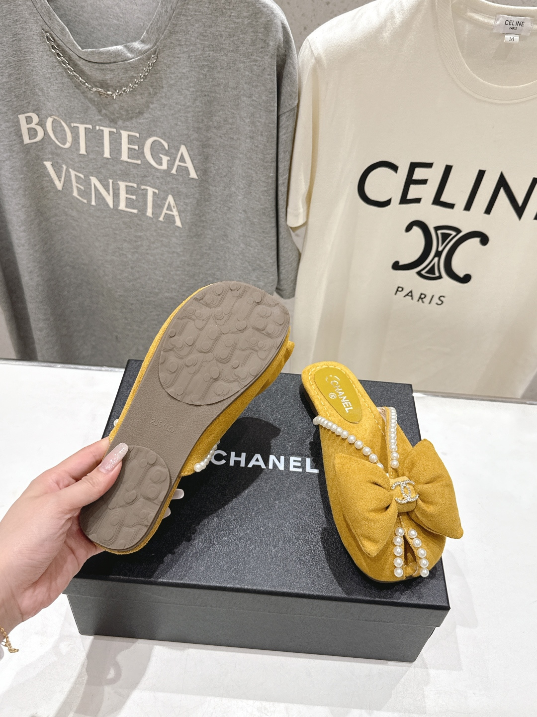 高版本出厂 Chanel*香奈儿F036 小香2026ss夏季新款珍珠蝴蝶结平底拖鞋小香的一款全新设计 