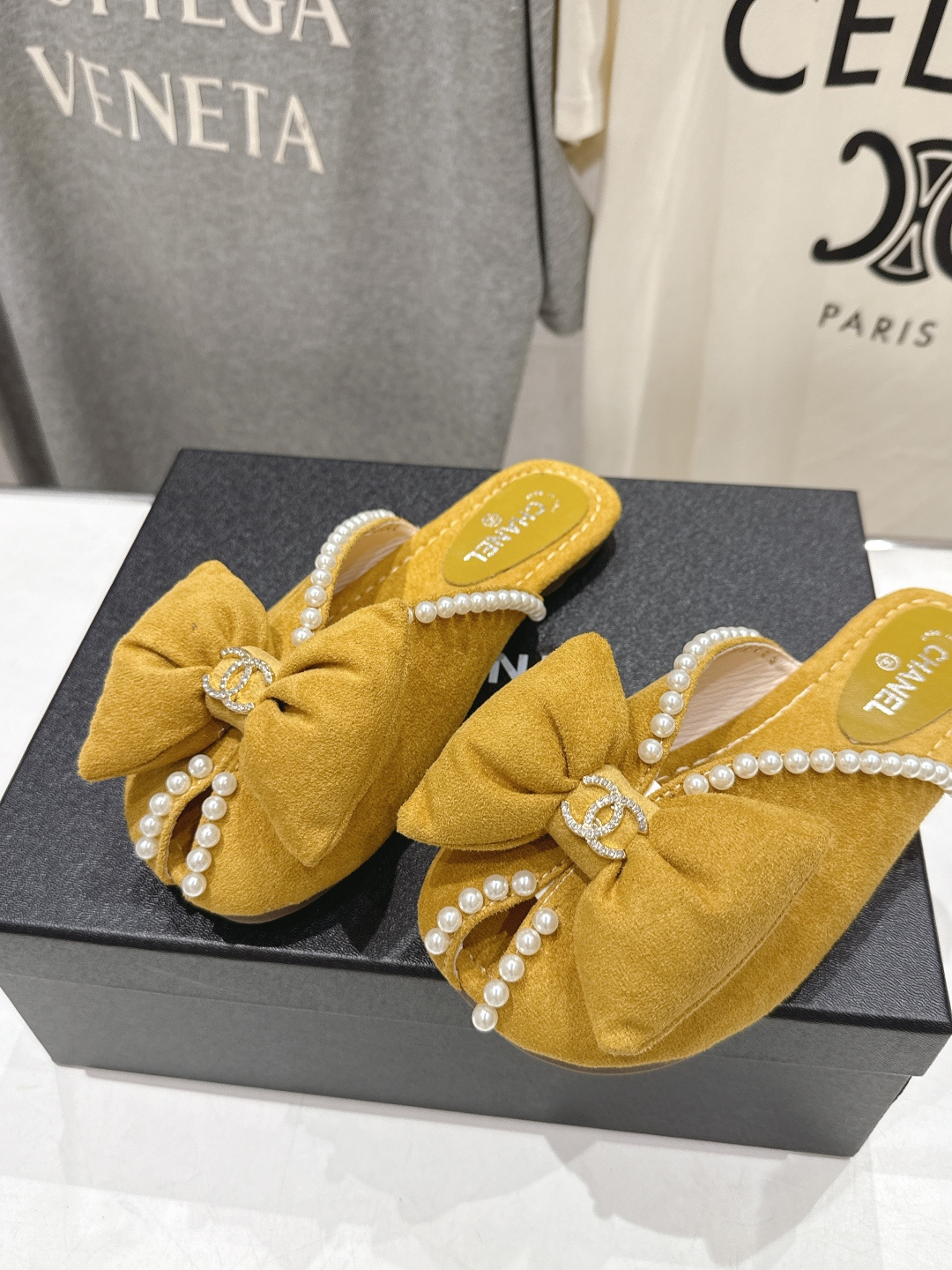 高版本出厂 Chanel*香奈儿F036 小香2026ss夏季新款珍珠蝴蝶结平底拖鞋小香的一款全新设计 