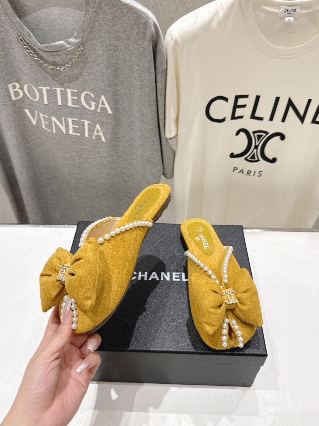 高版本出厂 Chanel*香奈儿F036 小香2026ss夏季新款珍珠蝴蝶结平底拖鞋小香的一款全新设计 