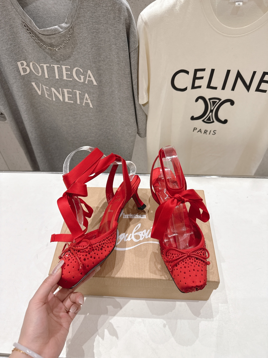 高版本出厂 钻面 Christian Loubotti CL红底鞋F030 2026ss新款绑带仙女风高