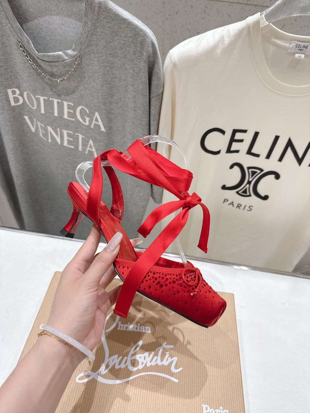 高版本出厂 钻面 Christian Loubotti CL红底鞋F030 2026ss新款绑带仙女风高