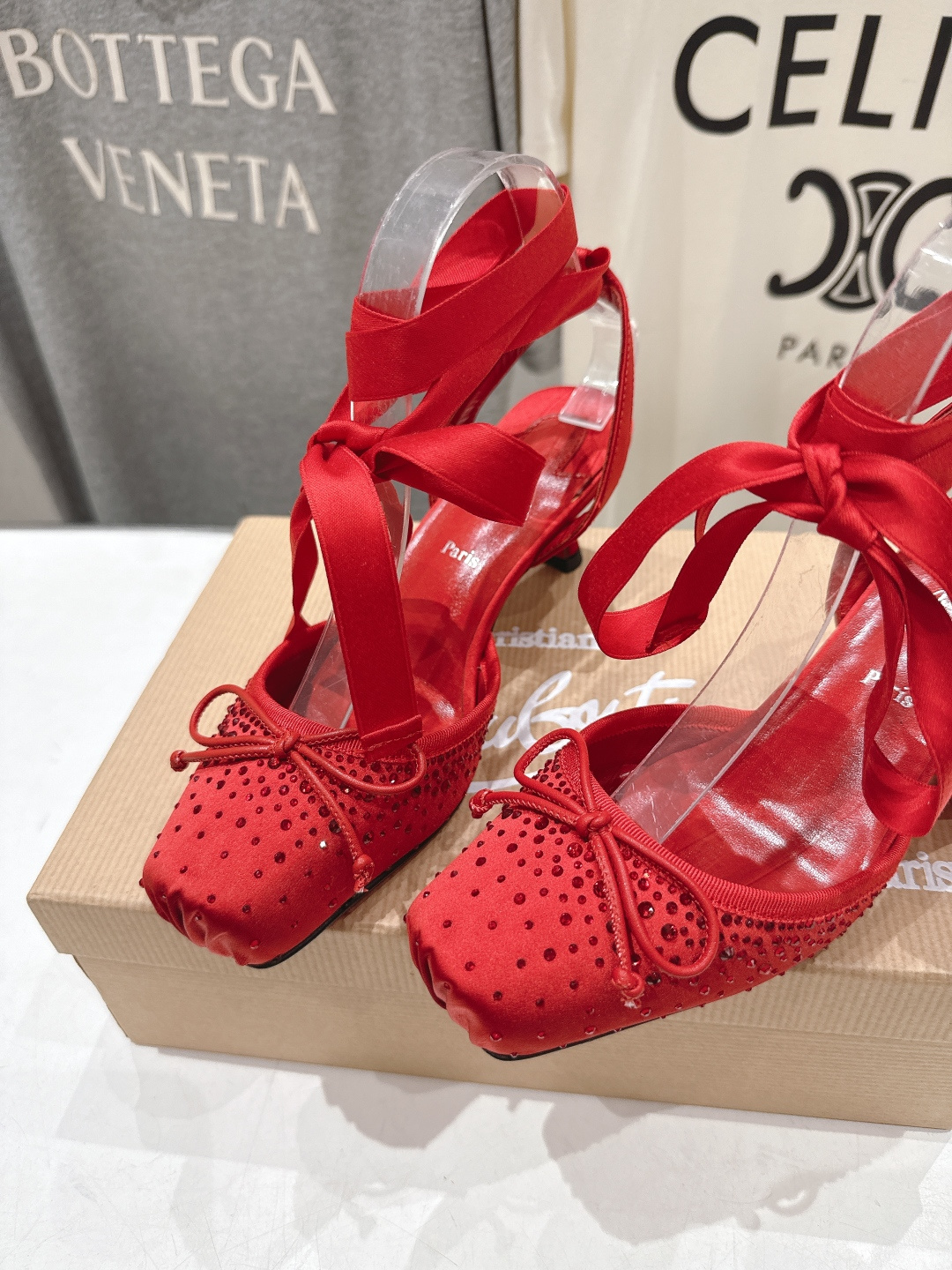 高版本出厂 钻面 Christian Loubotti CL红底鞋F030 2026ss新款绑带仙女风高