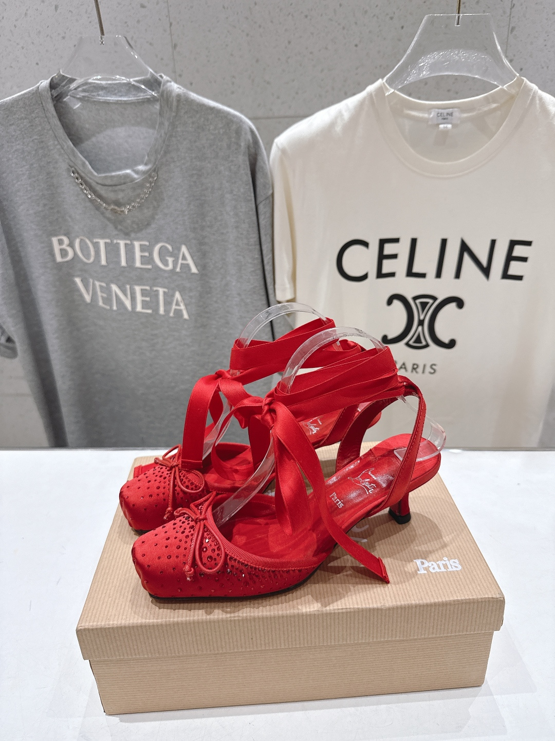 高版本出厂 钻面 Christian Loubotti CL红底鞋F030 2026ss新款绑带仙女风高