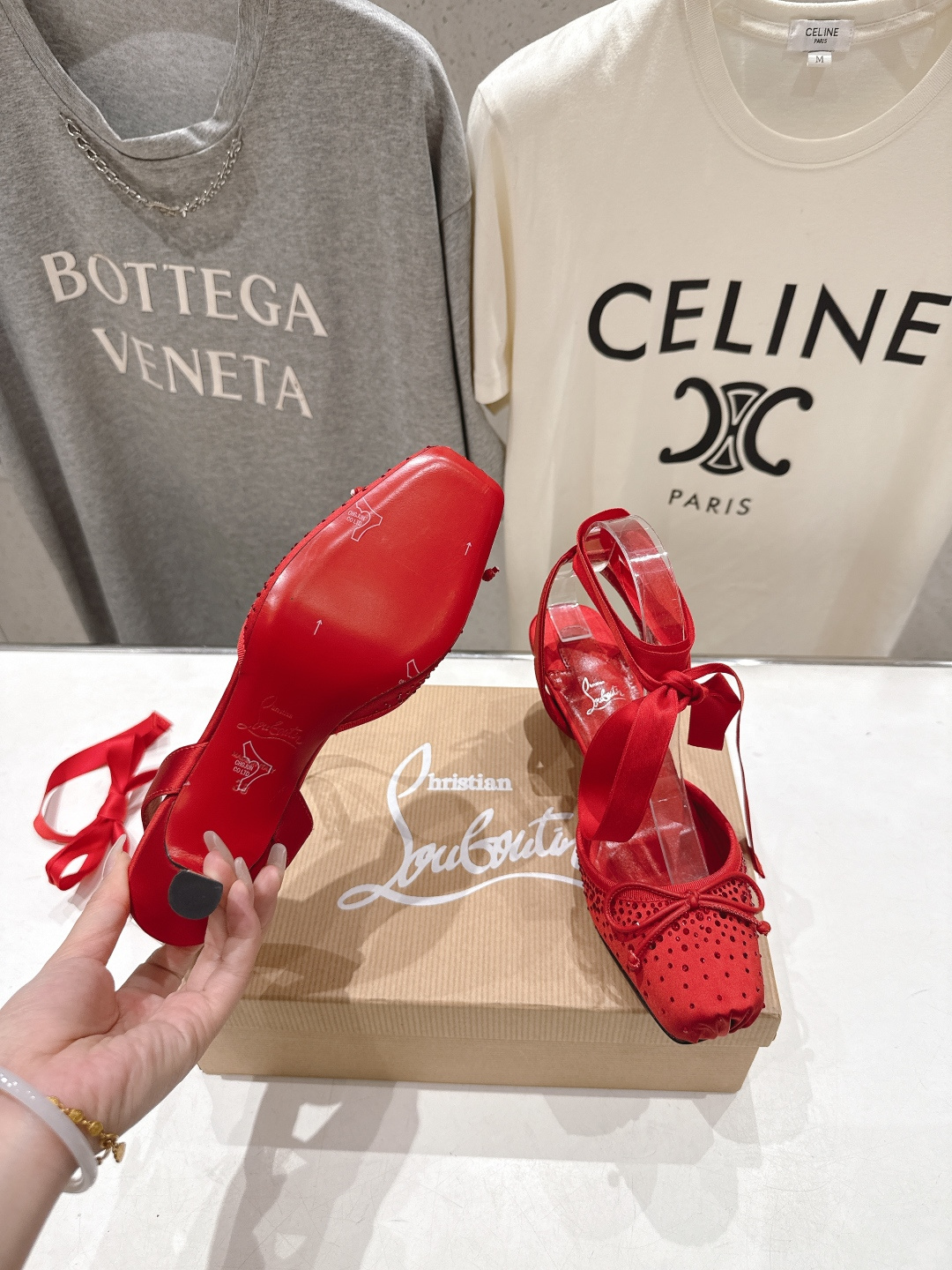 高版本出厂 钻面 Christian Loubotti CL红底鞋F030 2026ss新款绑带仙女风高