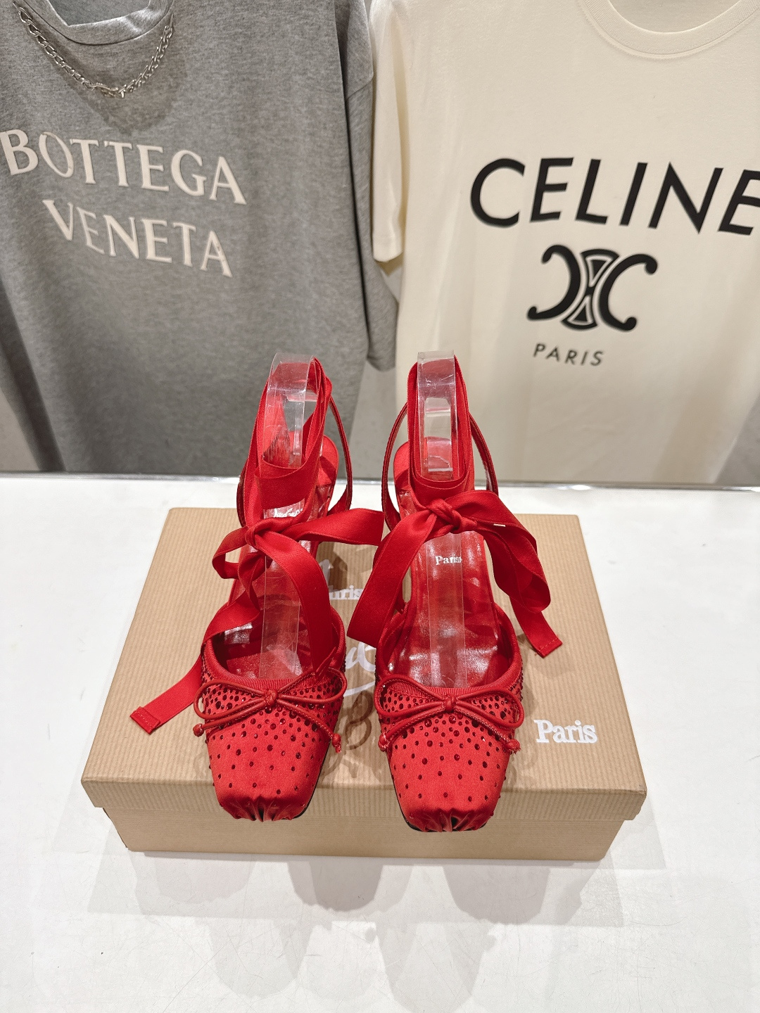 高版本出厂 钻面 Christian Loubotti CL红底鞋F030 2026ss新款绑带仙女风高