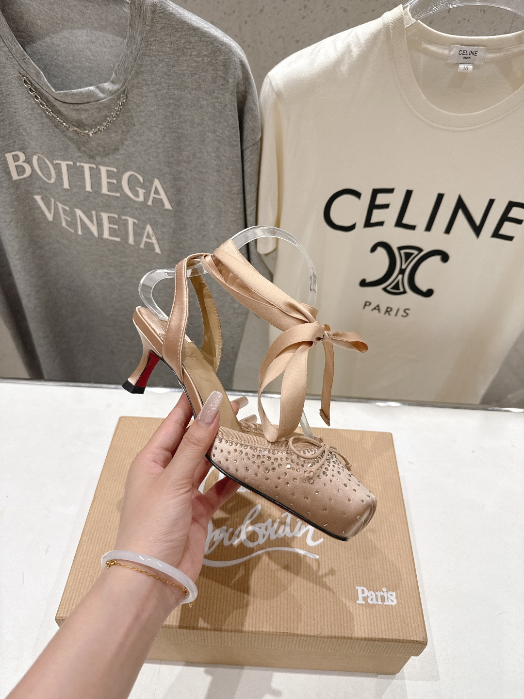 高版本出厂 钻面 Christian Loubotti CL红底鞋F030 2026ss新款绑带仙女风高