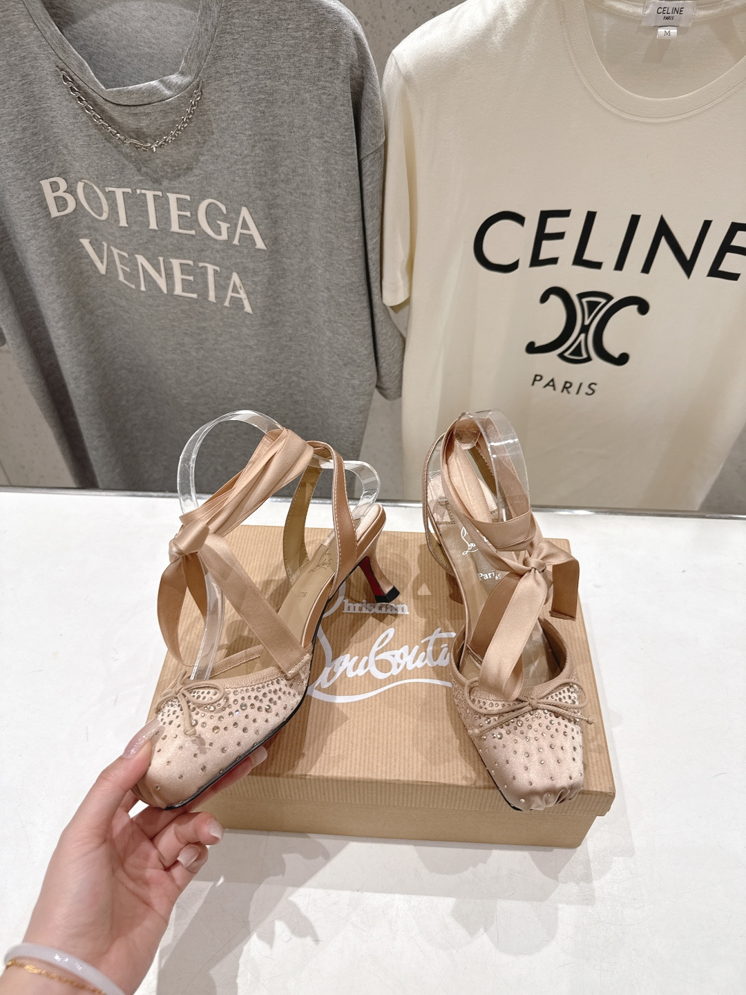 高版本出厂 钻面 Christian Loubotti CL红底鞋F030 2026ss新款绑带仙女风高