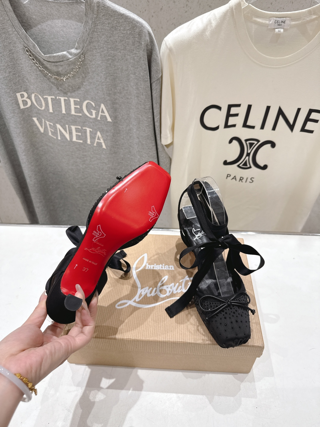 高版本出厂 钻面 Christian Loubotti CL红底鞋F030 2026ss新款绑带仙女风高