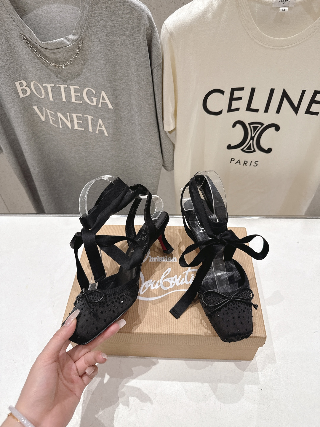 高版本出厂 钻面 Christian Loubotti CL红底鞋F030 2026ss新款绑带仙女风高