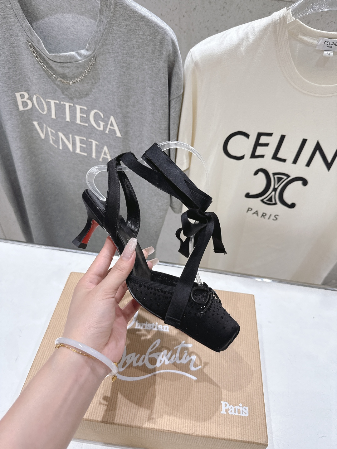 高版本出厂 钻面 Christian Loubotti CL红底鞋F030 2026ss新款绑带仙女风高