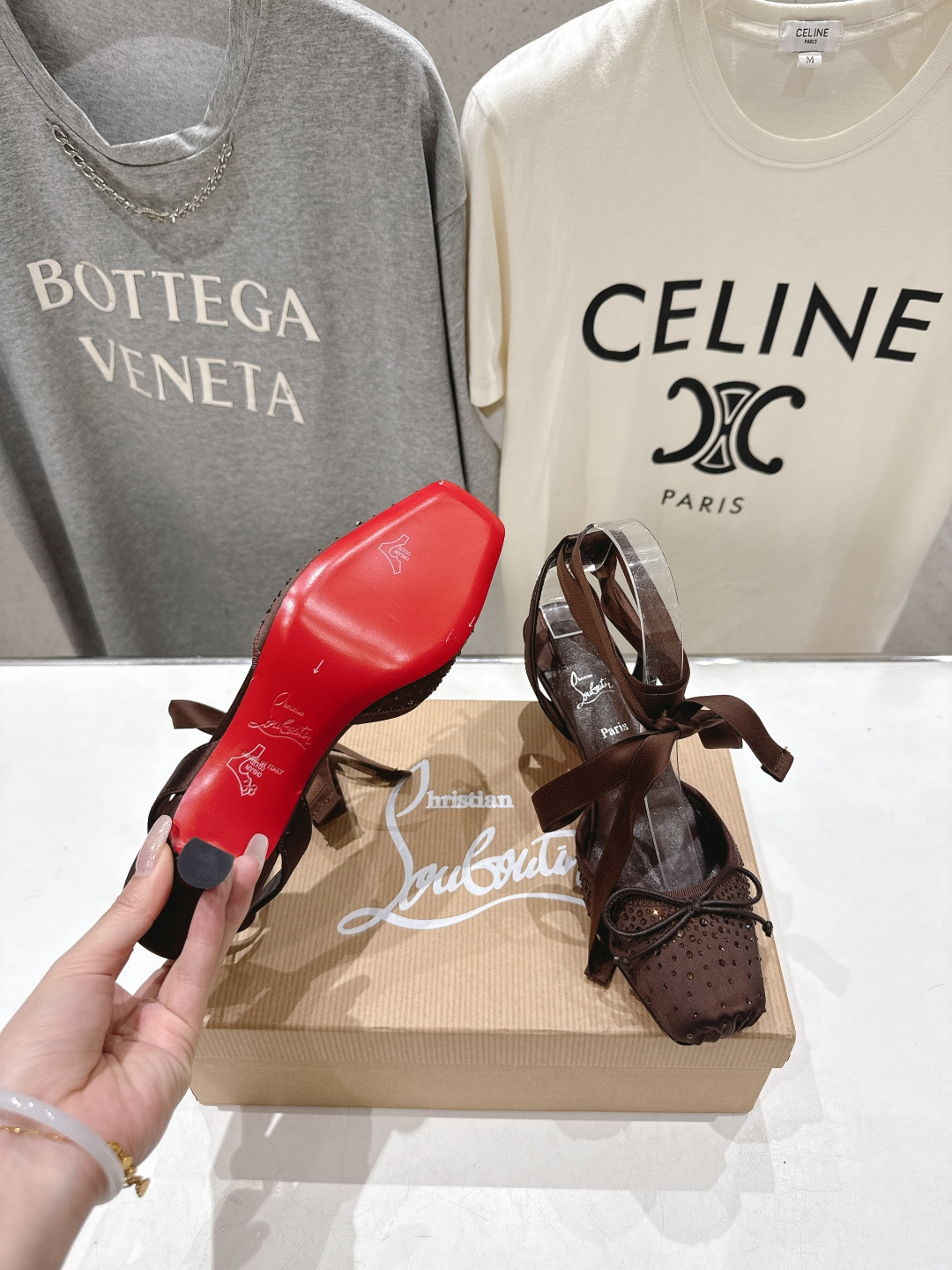 高版本出厂 钻面 Christian Loubotti CL红底鞋F030 2026ss新款绑带仙女风高