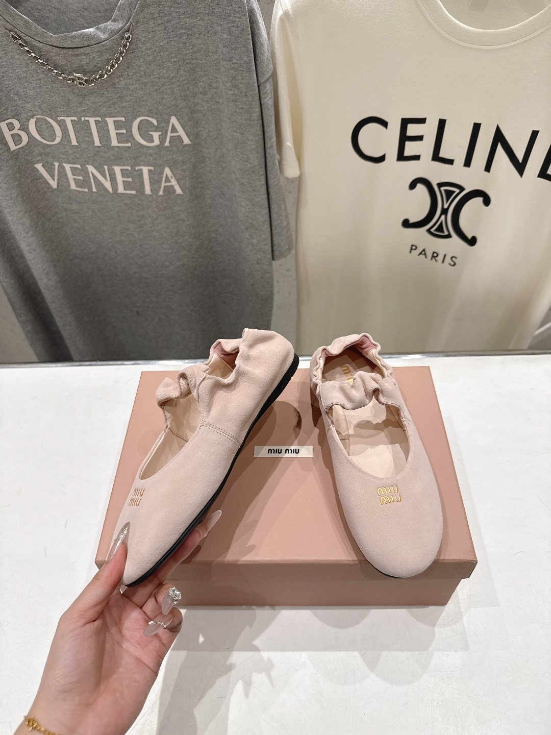 高版本出厂 MiuMiu/缪缪26ss早春走秀新款一脚蹬懒人鞋玛丽珍芭蕾舞鞋·平底单鞋官方春夏走秀新款，