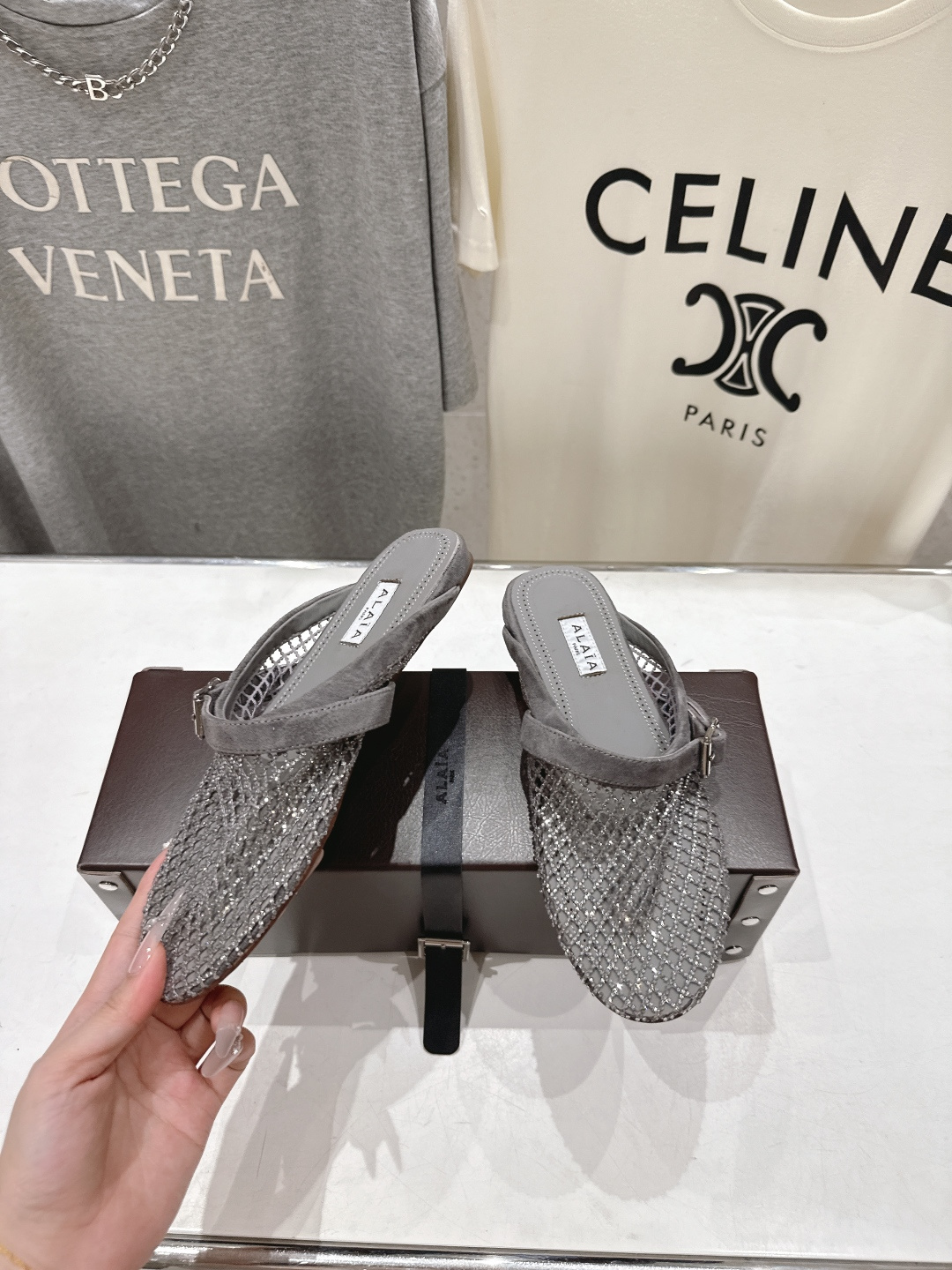 高版本出厂 独家新品 Alaia 阿莱亚26ss/新款网面平底鞋芭蕾舞鞋 最近超火的一款网钻平底鞋章小蕙