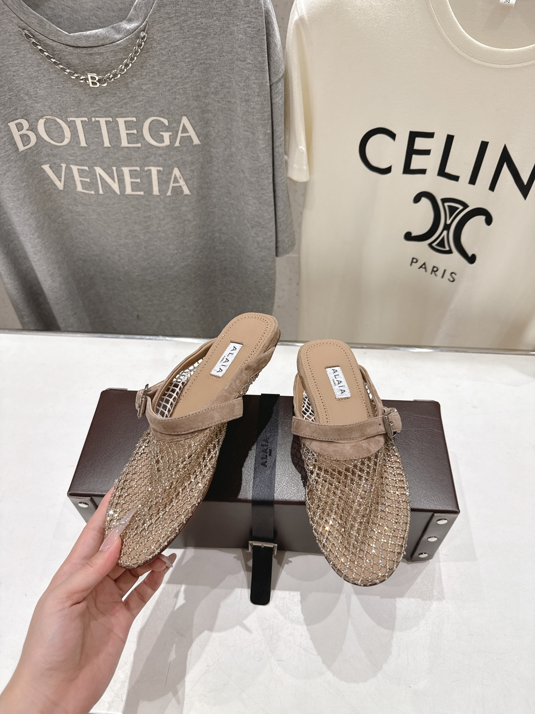 高版本出厂 独家新品 Alaia 阿莱亚26ss/新款网面平底鞋芭蕾舞鞋 最近超火的一款网钻平底鞋章小蕙