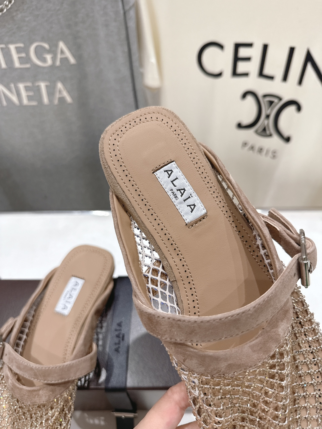 高版本出厂 独家新品 Alaia 阿莱亚26ss/新款网面平底鞋芭蕾舞鞋 最近超火的一款网钻平底鞋章小蕙