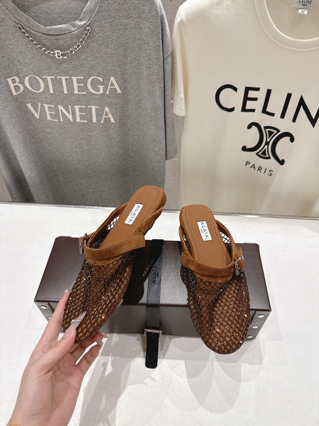 高版本出厂 独家新品 Alaia 阿莱亚26ss/新款网面平底鞋芭蕾舞鞋 最近超火的一款网钻平底鞋章小蕙