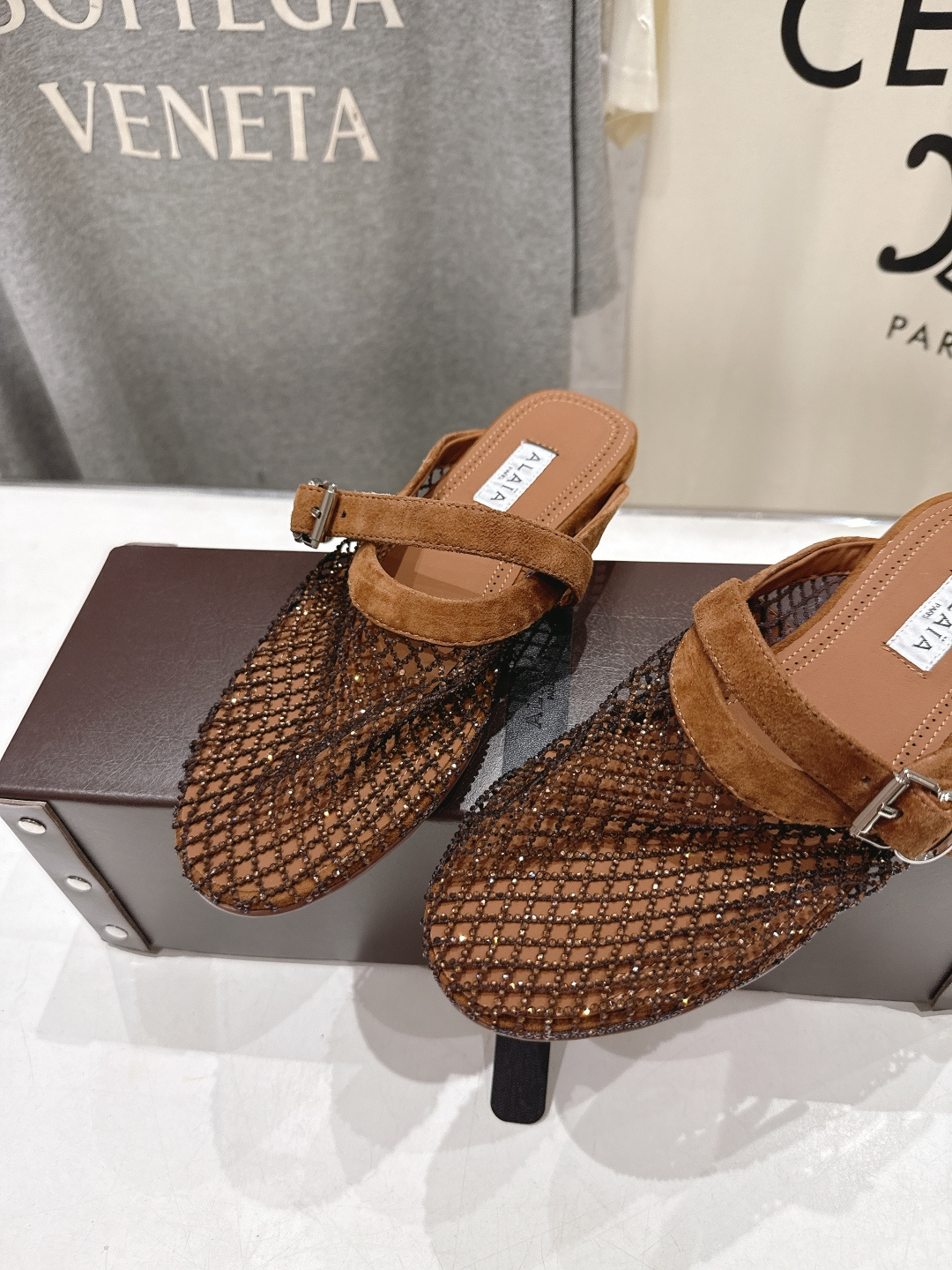 高版本出厂 独家新品 Alaia 阿莱亚26ss/新款网面平底鞋芭蕾舞鞋 最近超火的一款网钻平底鞋章小蕙