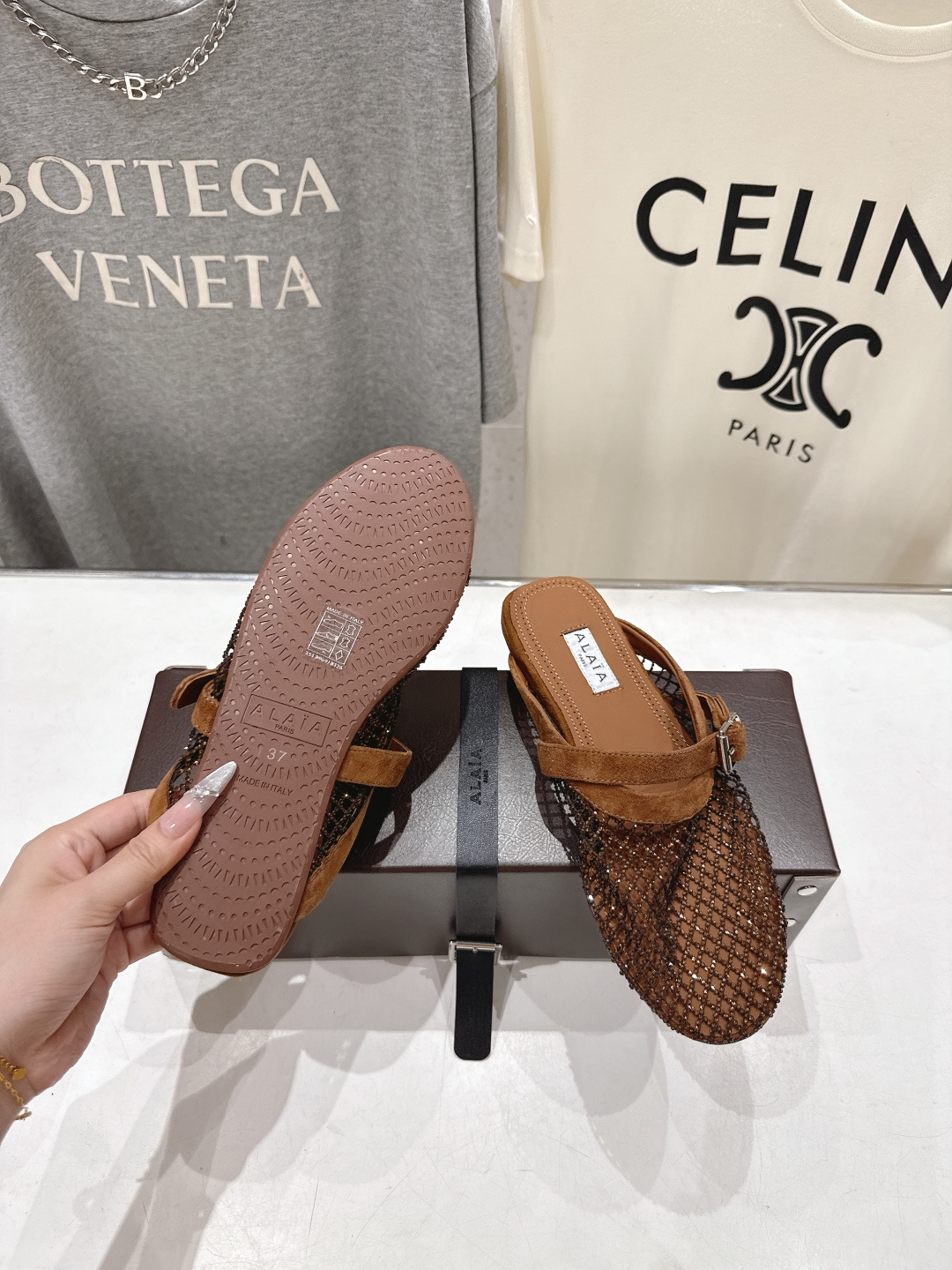 高版本出厂 独家新品 Alaia 阿莱亚26ss/新款网面平底鞋芭蕾舞鞋 最近超火的一款网钻平底鞋章小蕙