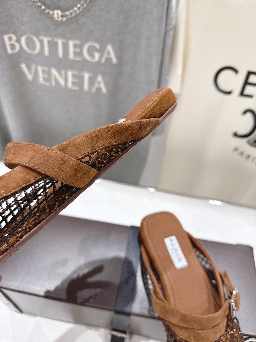 高版本出厂 独家新品 Alaia 阿莱亚26ss/新款网面平底鞋芭蕾舞鞋 最近超火的一款网钻平底鞋章小蕙