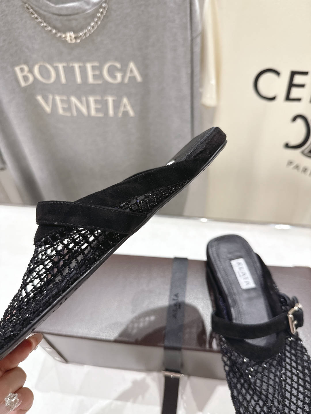 高版本出厂 独家新品 Alaia 阿莱亚26ss/新款网面平底鞋芭蕾舞鞋 最近超火的一款网钻平底鞋章小蕙