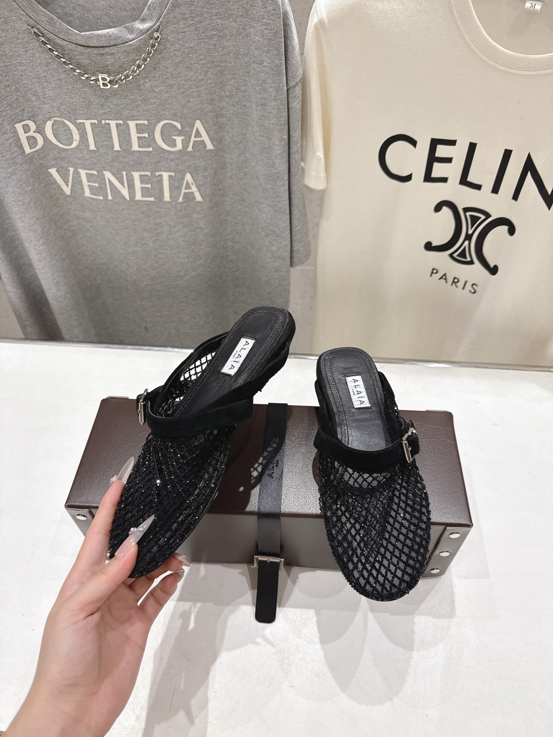 高版本出厂 独家新品 Alaia 阿莱亚26ss/新款网面平底鞋芭蕾舞鞋 最近超火的一款网钻平底鞋章小蕙