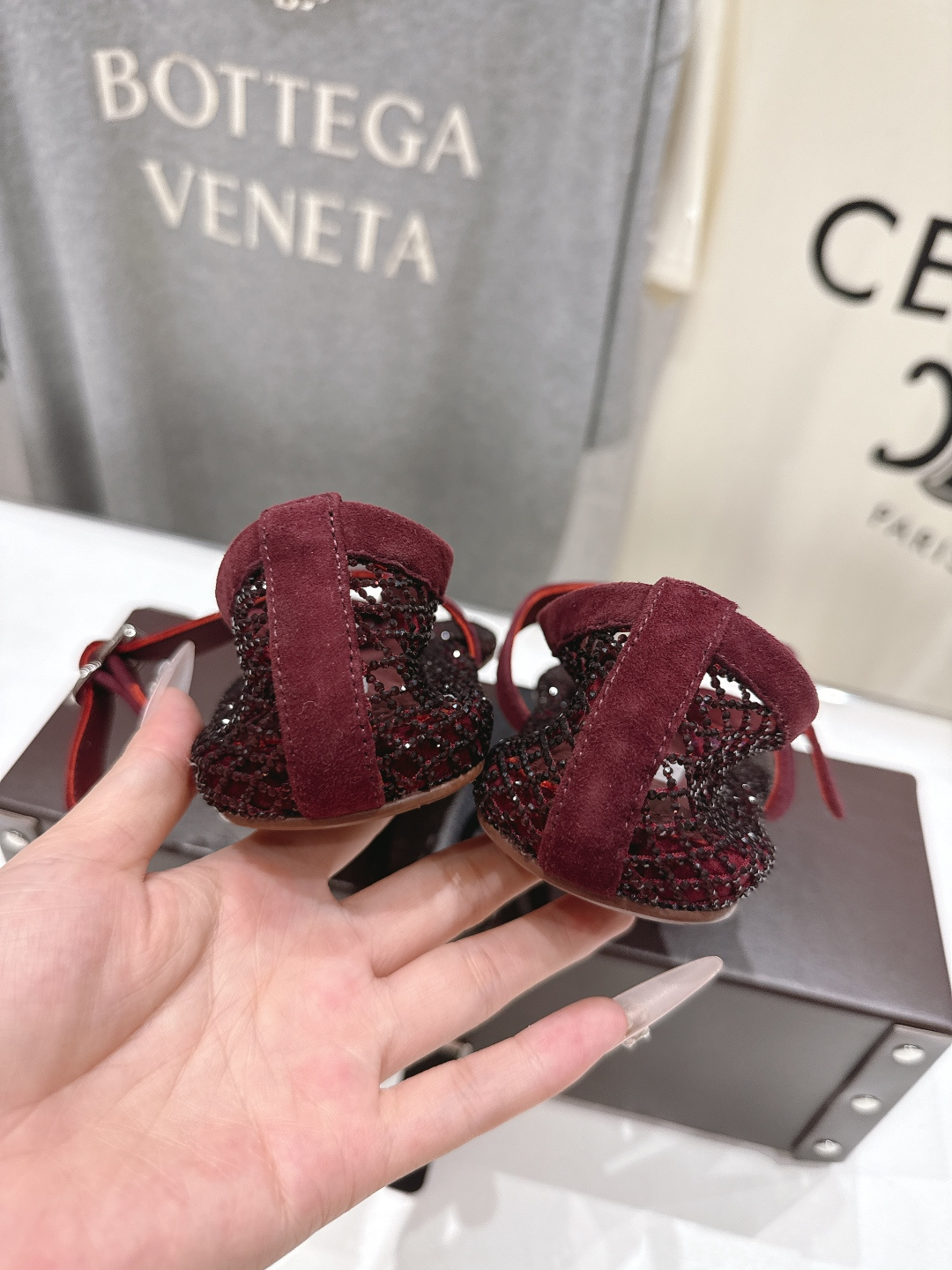 高版本出厂 单鞋 独家新品 Alaia 阿莱亚26ss/新款网面平底鞋芭蕾舞鞋 最近超火的一款网钻平底鞋