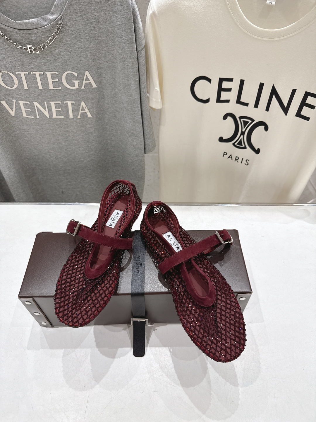 高版本出厂 单鞋 独家新品 Alaia 阿莱亚26ss/新款网面平底鞋芭蕾舞鞋 最近超火的一款网钻平底鞋