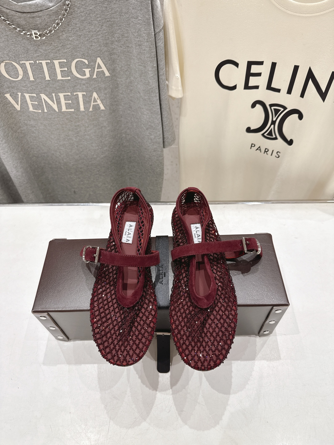 高版本出厂 单鞋 独家新品 Alaia 阿莱亚26ss/新款网面平底鞋芭蕾舞鞋 最近超火的一款网钻平底鞋