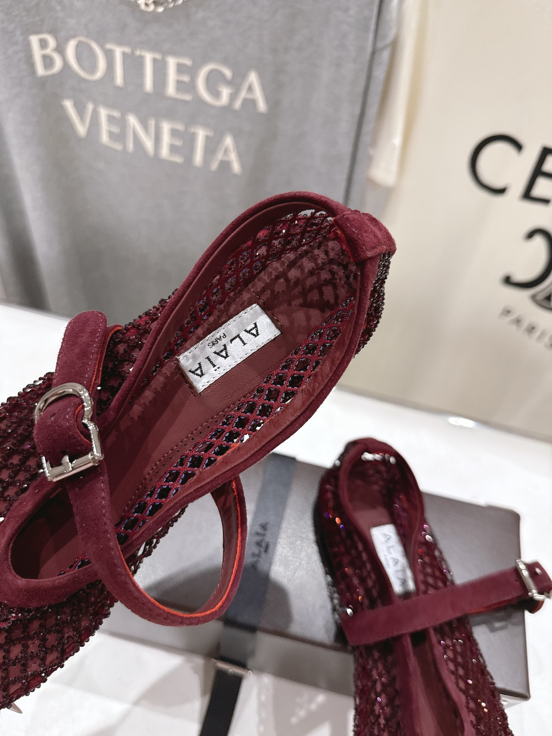 高版本出厂 单鞋 独家新品 Alaia 阿莱亚26ss/新款网面平底鞋芭蕾舞鞋 最近超火的一款网钻平底鞋