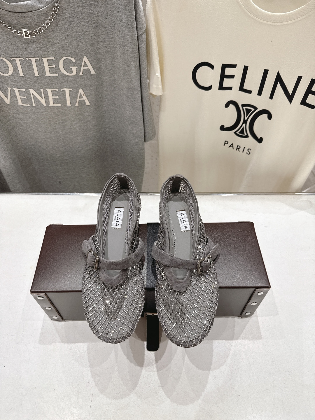 高版本出厂 单鞋 独家新品 Alaia 阿莱亚26ss/新款网面平底鞋芭蕾舞鞋 最近超火的一款网钻平底鞋