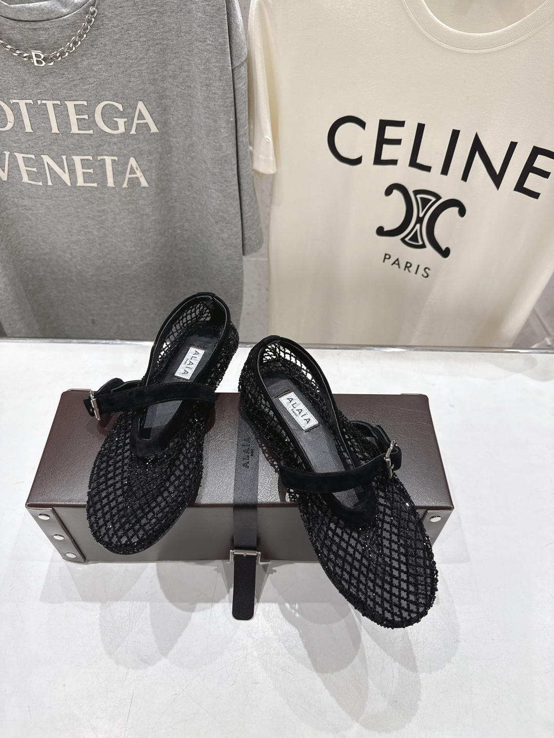 高版本出厂 单鞋 独家新品 Alaia 阿莱亚26ss/新款网面平底鞋芭蕾舞鞋 最近超火的一款网钻平底鞋