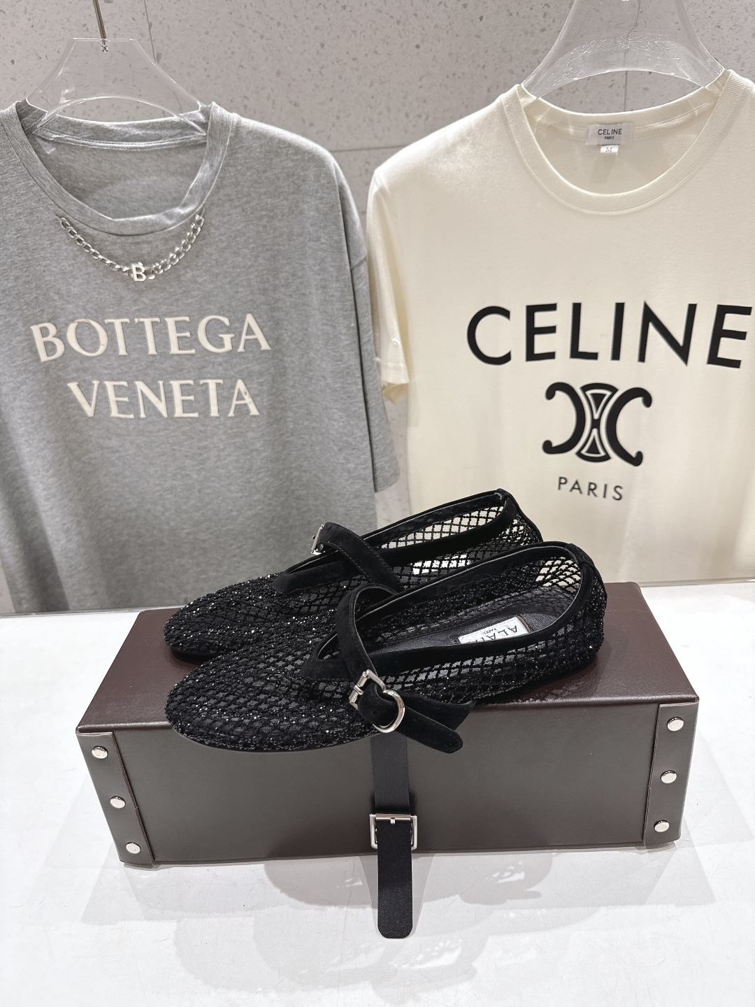 高版本出厂 单鞋 独家新品 Alaia 阿莱亚26ss/新款网面平底鞋芭蕾舞鞋 最近超火的一款网钻平底鞋