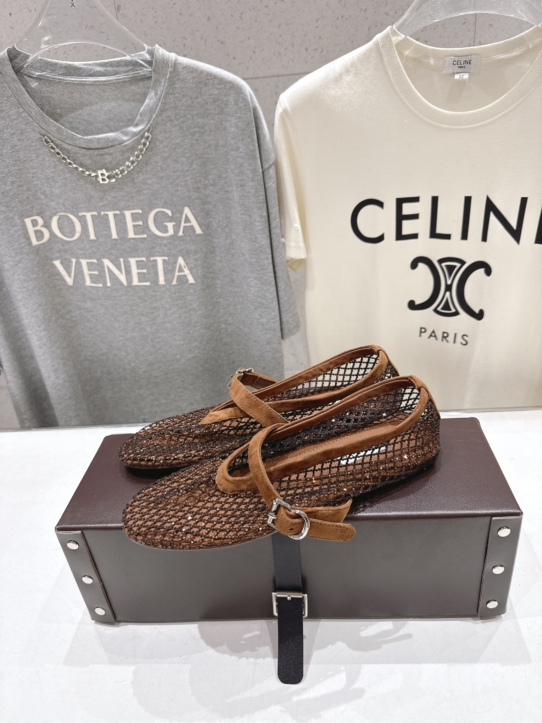 高版本出厂 单鞋 独家新品 Alaia 阿莱亚26ss/新款网面平底鞋芭蕾舞鞋 最近超火的一款网钻平底鞋