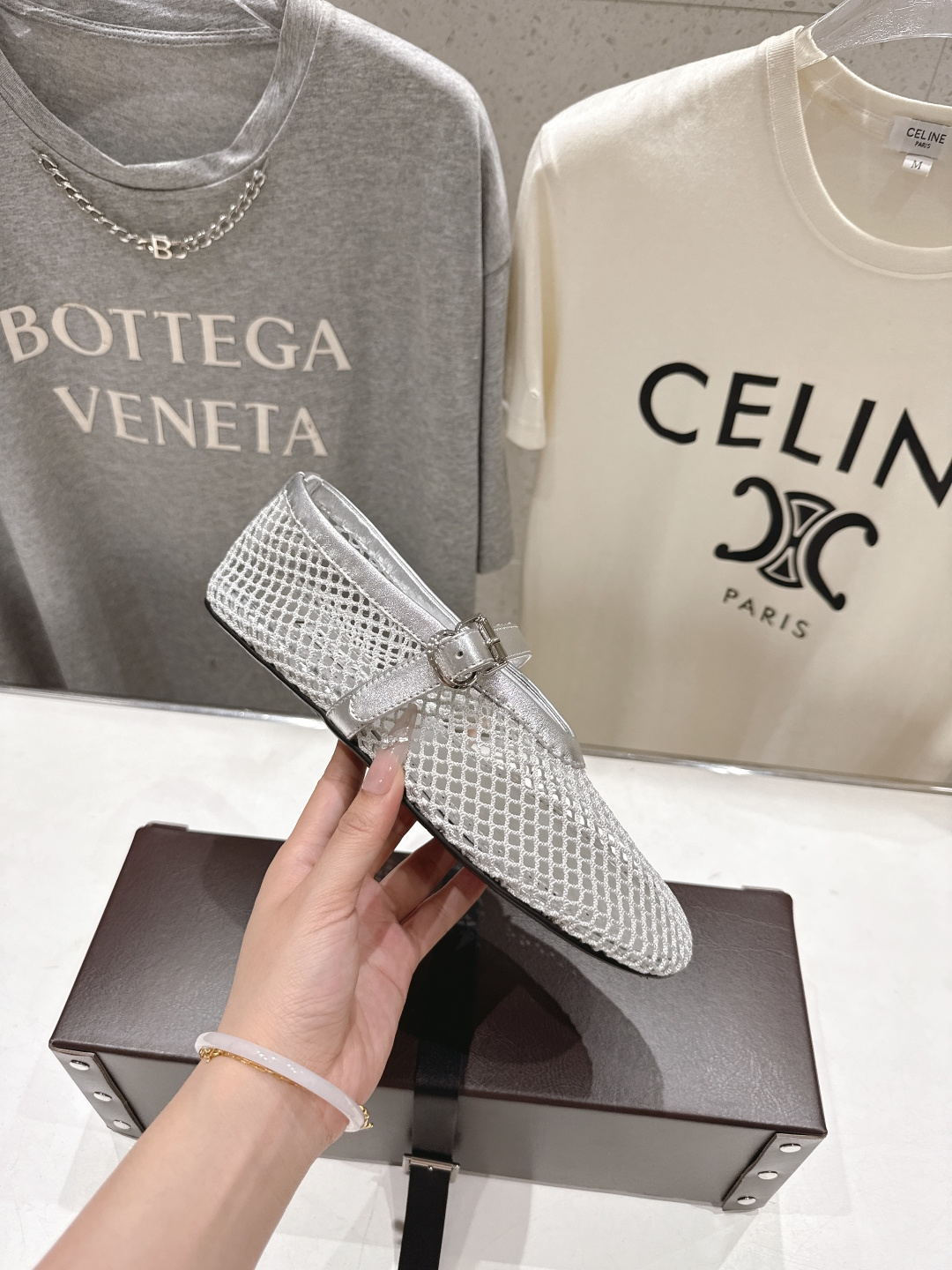 高版本出厂 单鞋 独家新品 Alaia 阿莱亚26ss/新款网面平底鞋芭蕾舞鞋 最近超火的一款网钻平底鞋