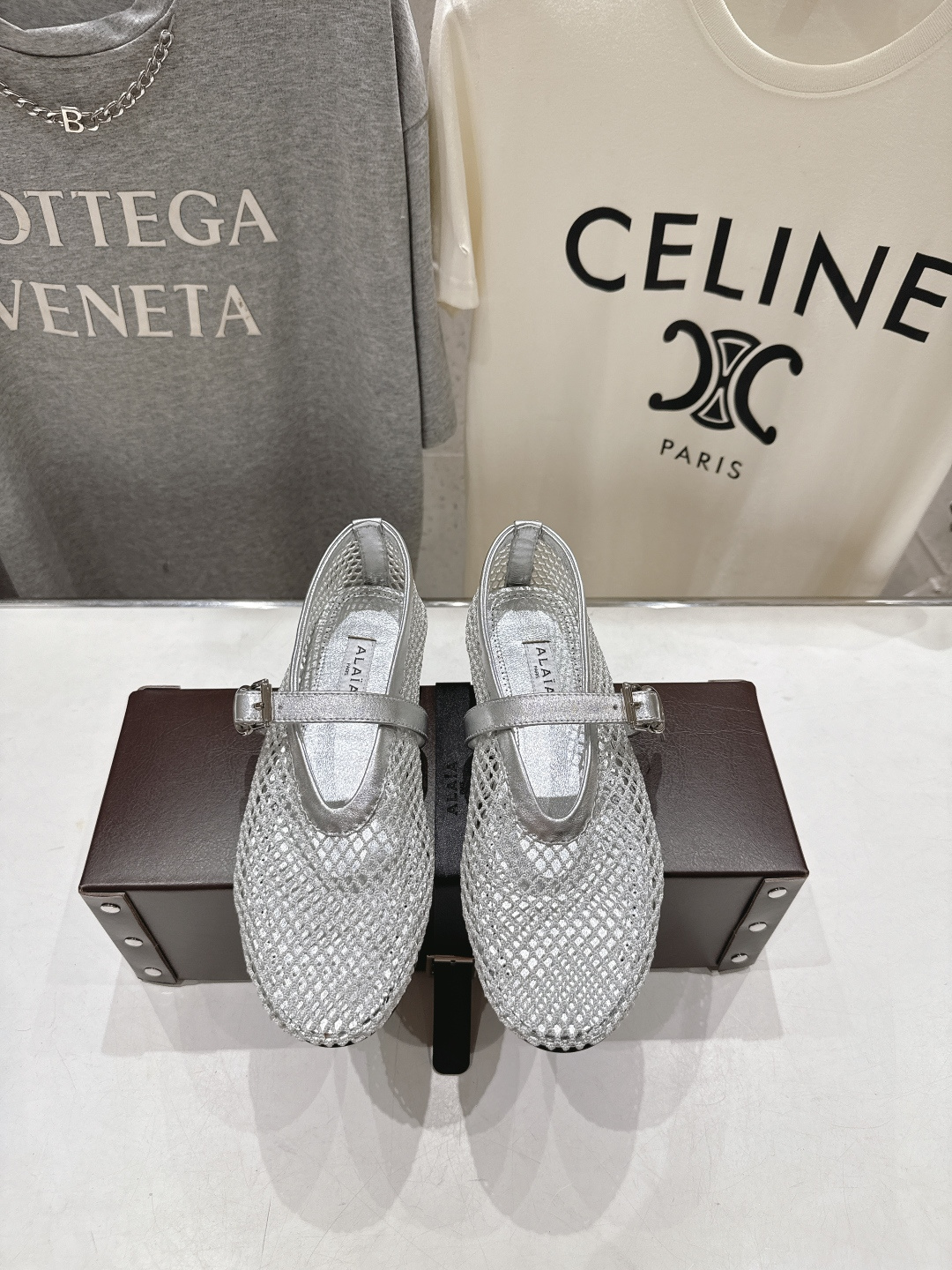 高版本出厂 单鞋 独家新品 Alaia 阿莱亚26ss/新款网面平底鞋芭蕾舞鞋 最近超火的一款网钻平底鞋