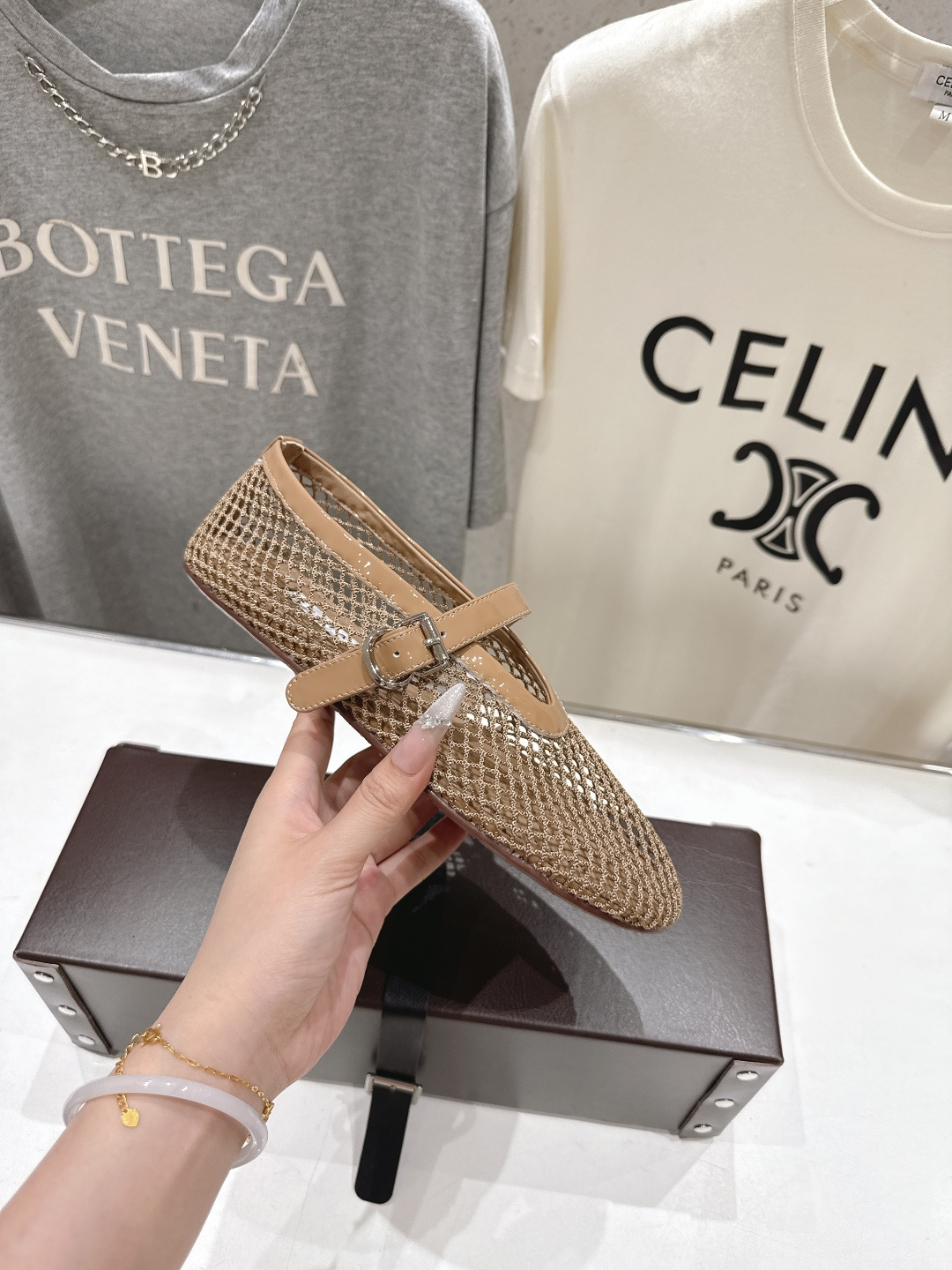 高版本出厂 单鞋 独家新品 Alaia 阿莱亚26ss/新款网面平底鞋芭蕾舞鞋 最近超火的一款网钻平底鞋