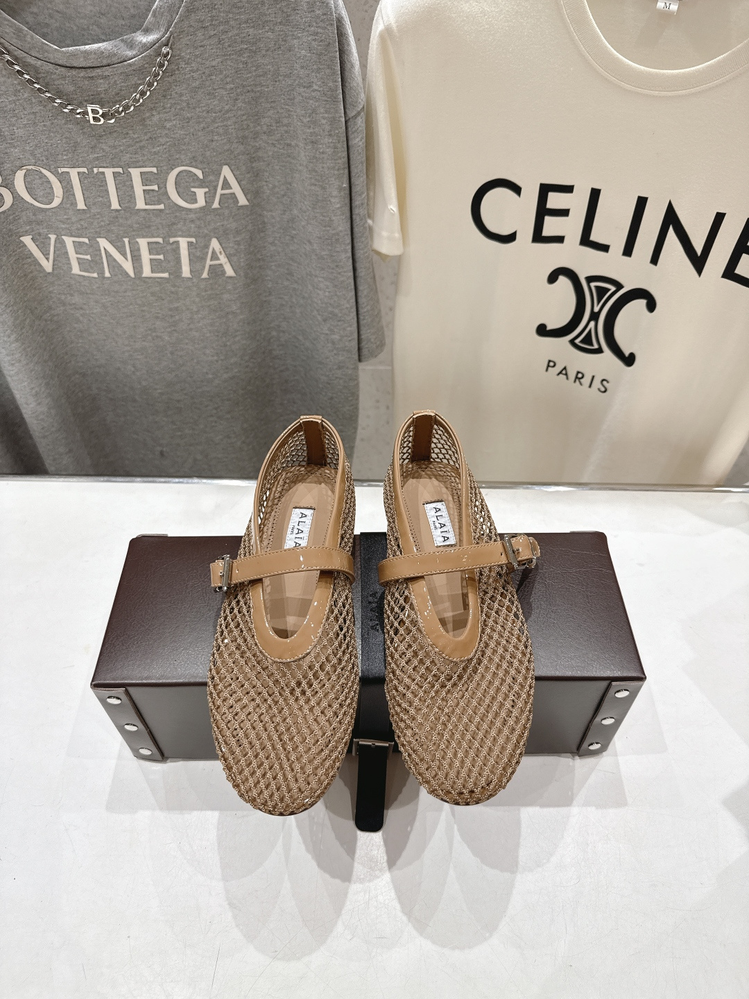 高版本出厂 单鞋 独家新品 Alaia 阿莱亚26ss/新款网面平底鞋芭蕾舞鞋 最近超火的一款网钻平底鞋