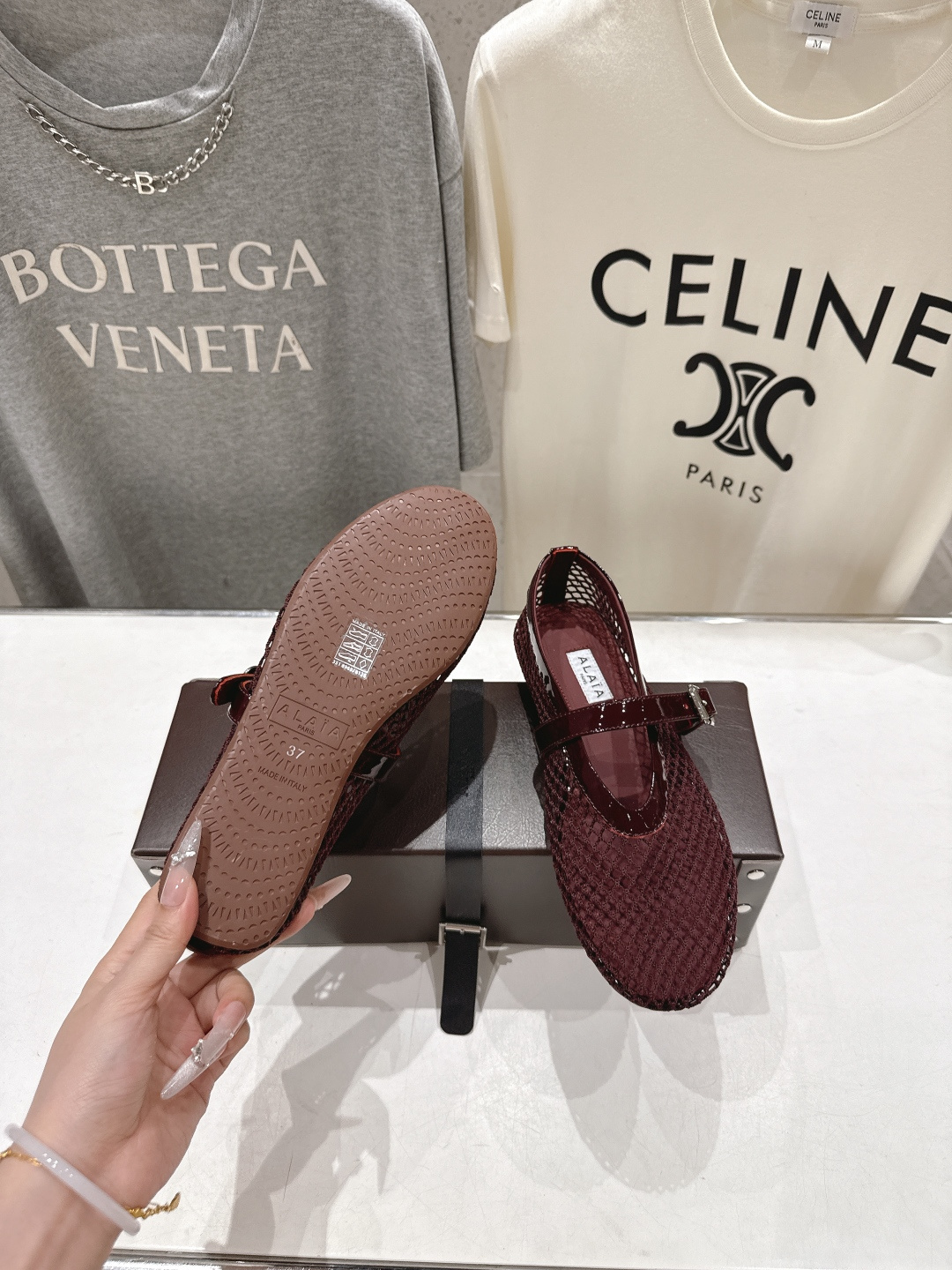 高版本出厂 单鞋 独家新品 Alaia 阿莱亚26ss/新款网面平底鞋芭蕾舞鞋 最近超火的一款网钻平底鞋