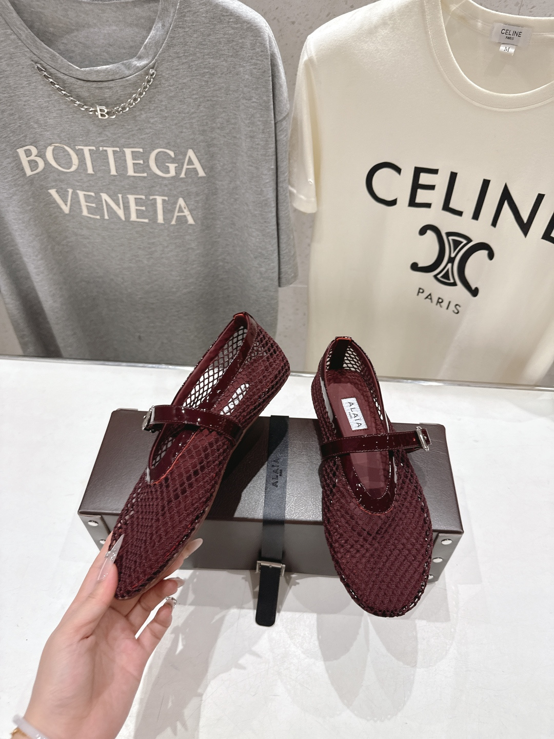 高版本出厂 单鞋 独家新品 Alaia 阿莱亚26ss/新款网面平底鞋芭蕾舞鞋 最近超火的一款网钻平底鞋